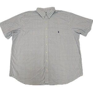 Ralph Lauren Performance Shirt Mens 3XB Blue Plaid Button Down Stretch Big